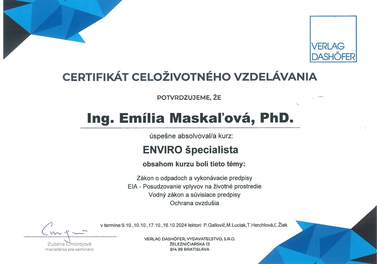 Certificat Spécialiste Environnement